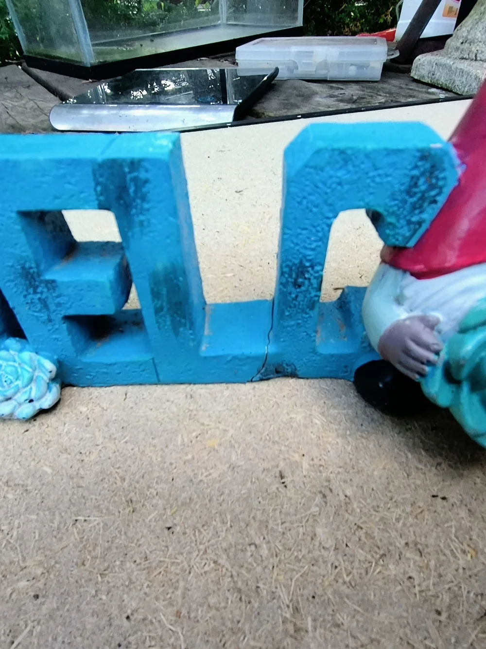 Welcome Gnome Home Accent in Blue and Red 11 Long X 4 1/2 X 1